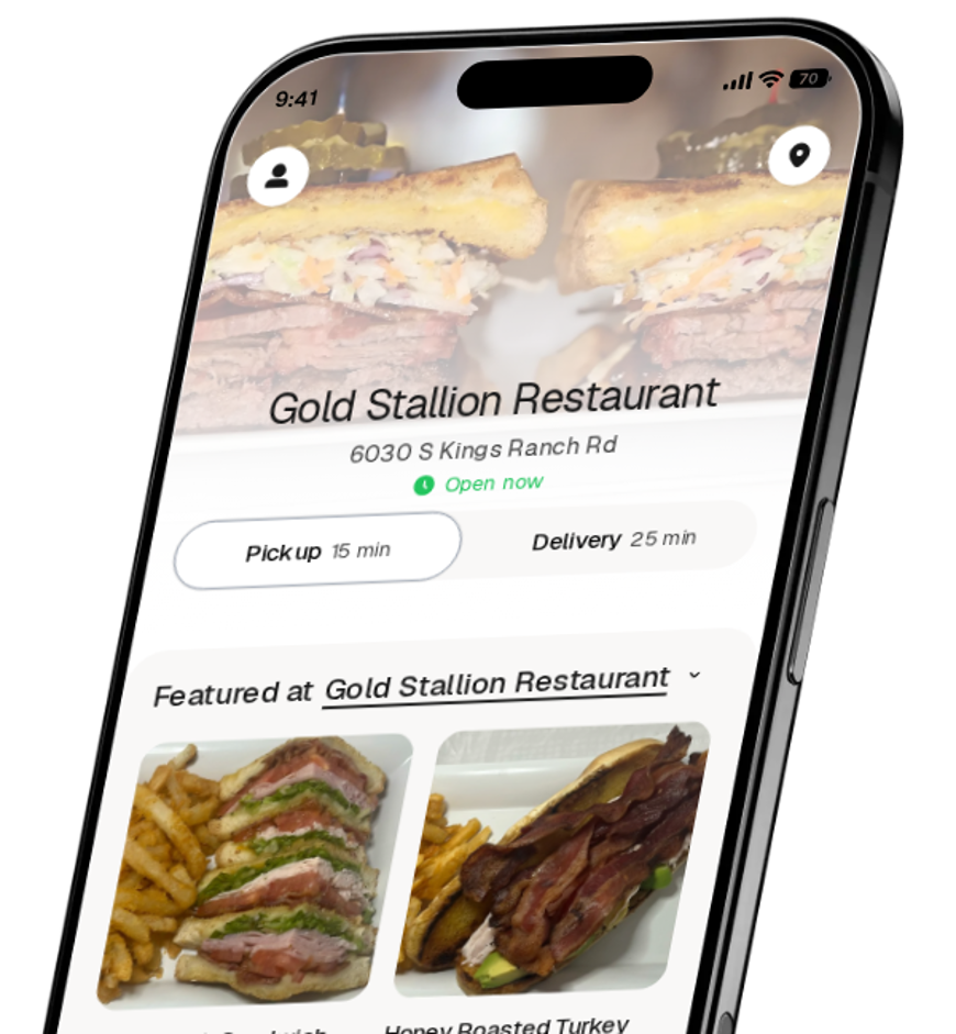Gold Stallion Restaurant app preview