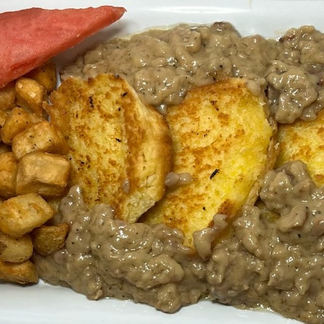 Scratch Biscuits and Sausage Gravy.